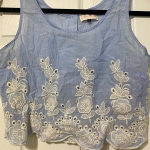 Cornflower blue cropped tank.